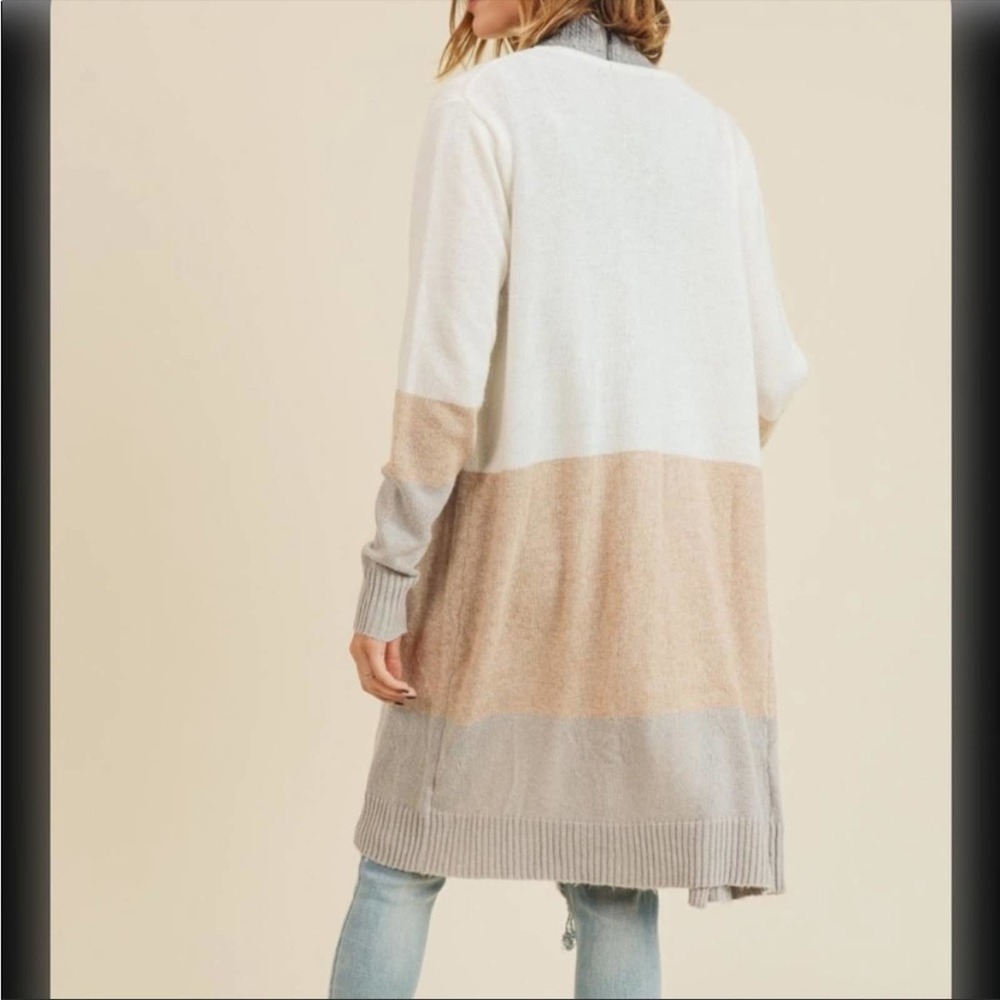 Doe & Rae Colorblock Longline Cardigan Size Small - Picture 2 of 9